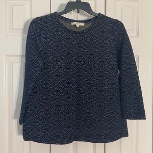 LOFT sweater with subtle golden appliqué, medium light weight, EUC